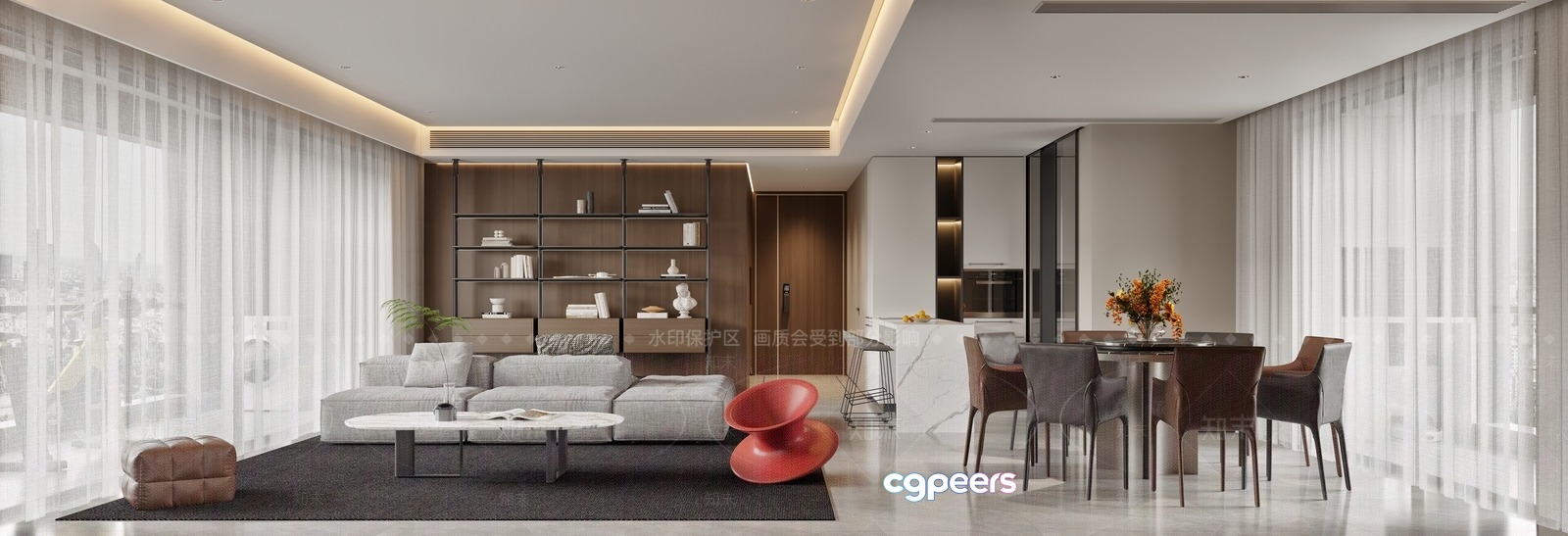 Modern Living Room 3D Model - 20414 - VRAY Render