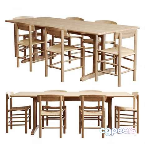 Wooden Dining Table 3D Model - 7206 - CORONA Render Wooden Dining Table 3D Model - 7206 - CORONA Render