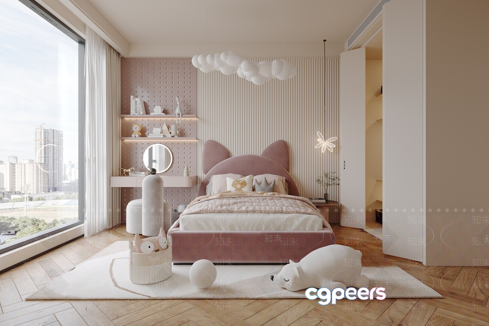 Modern Pink Bedroom 3D Model - 20123 - VRAY Render Modern Pink Bedroom 3D Model - 20123 - VRAY Render