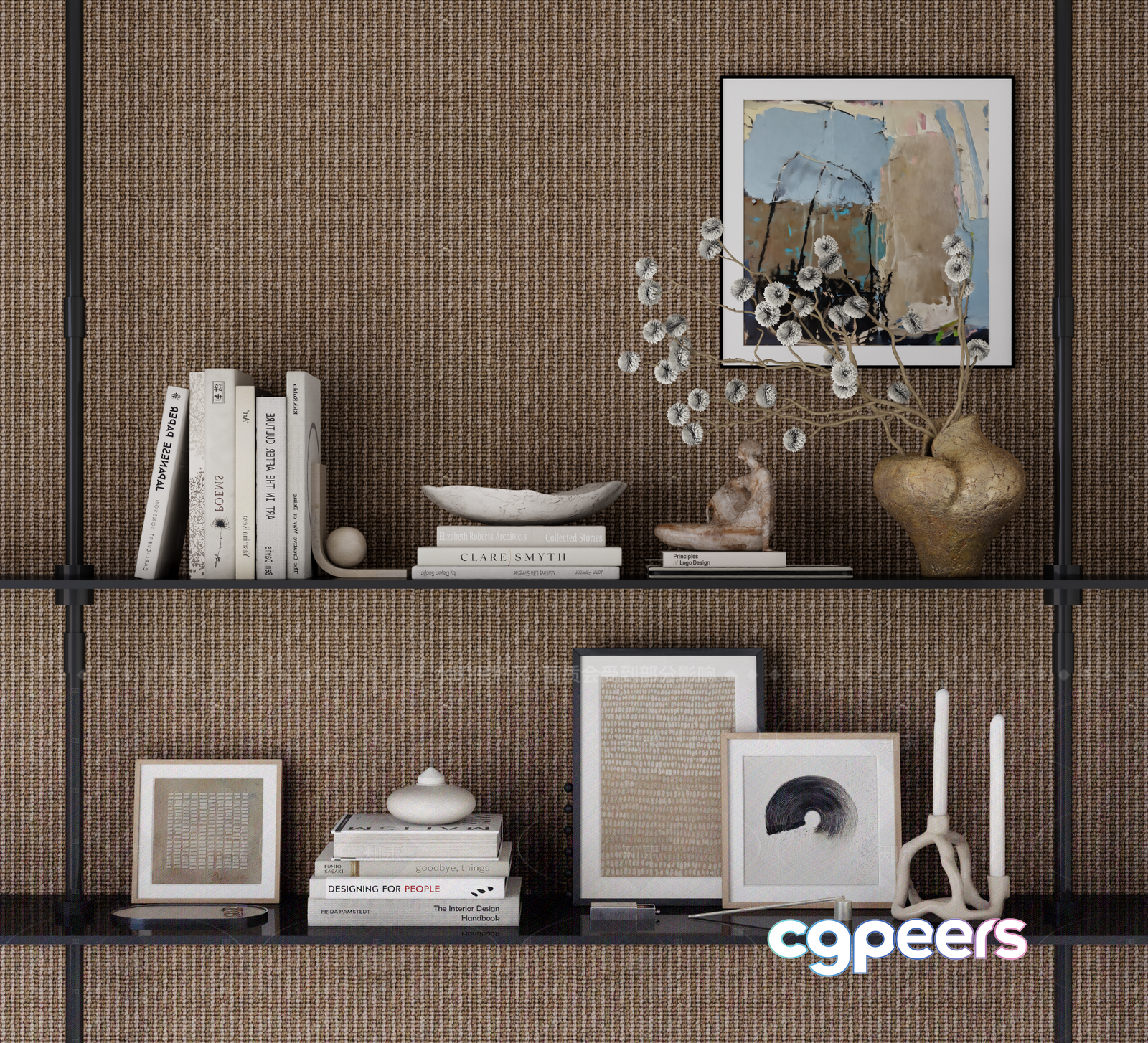 Modern Shelving Unit 3D Model - 9101 - VRAY Render