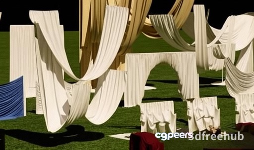 White Fabric Structures 3D Model - 20897 - VRAY Render