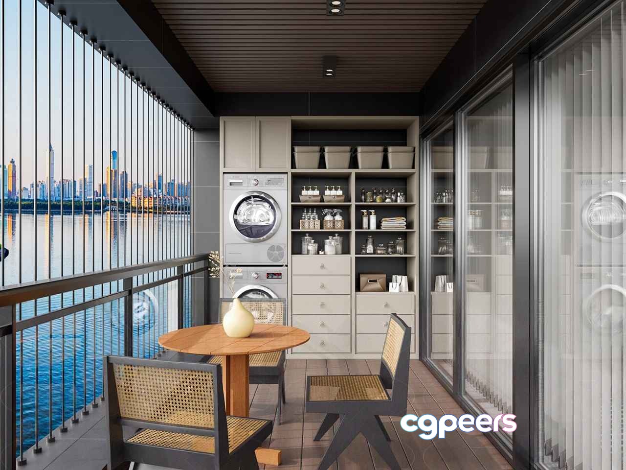 Modern Balcony Decor 3D Model - 19111 - VRAY Render Modern Balcony Decor 3D Model - 19111 - VRAY Render