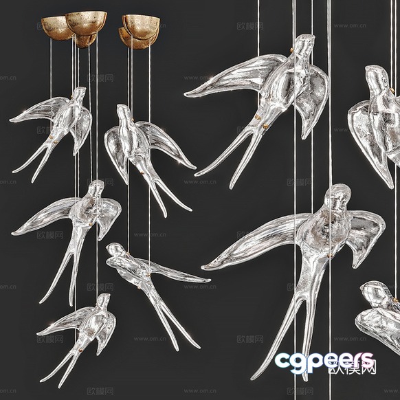 Artistic Glass Birds And Lights 3D Model - 20308 - CORONA Render Artistic Glass Birds And Lights 3D Model - 20308 - CORONA Render