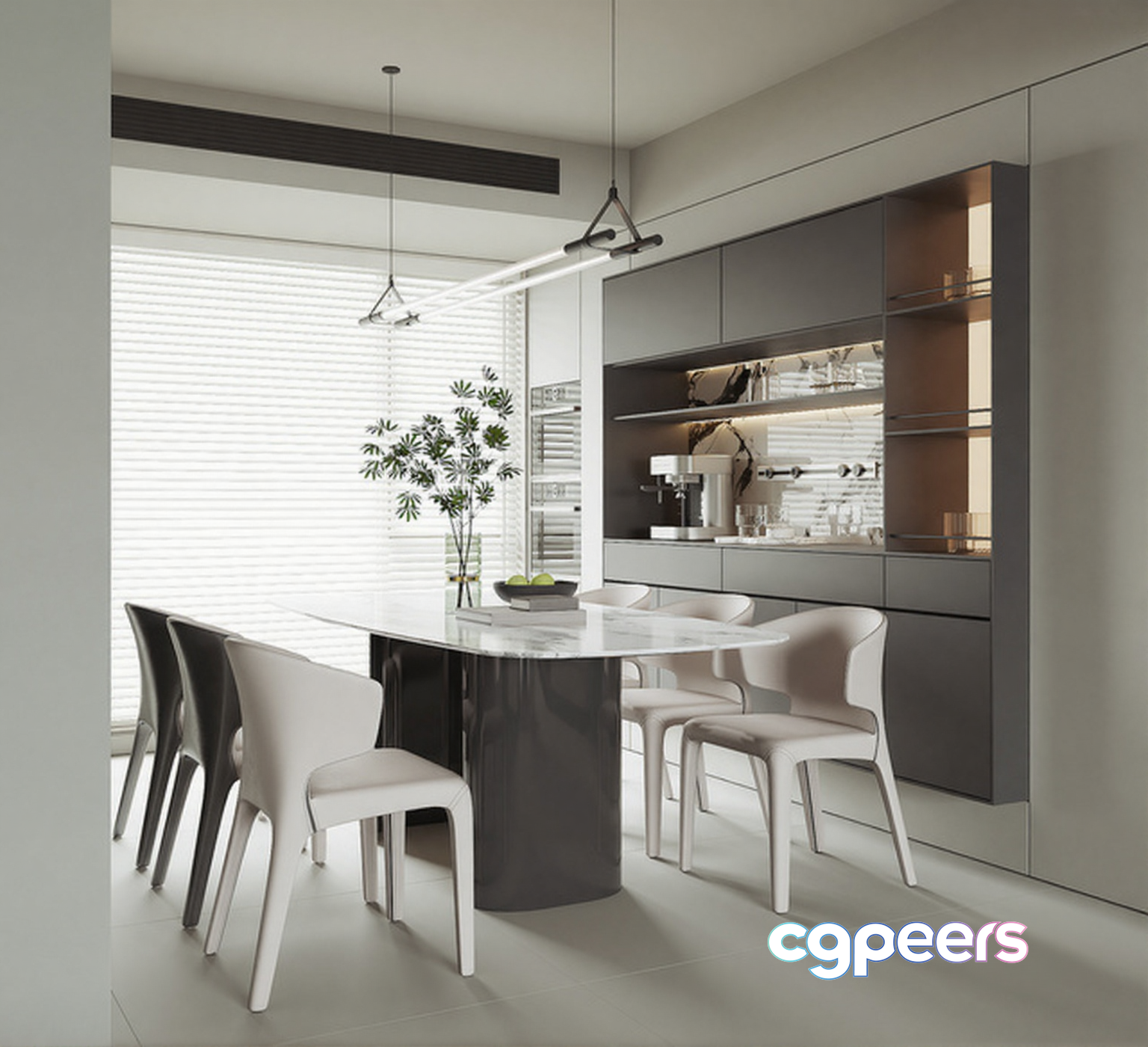 Modern Minimalist Dining Room 3D Model - 3324 - CORONA Render Modern Minimalist Dining Room 3D Model - 3324 - CORONA Render