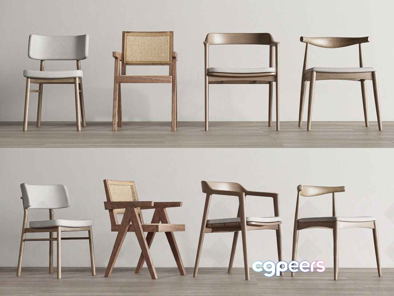 Wooden Dining Chairs 3D Model - 7722 - VRAY Render Wooden Dining Chairs 3D Model - 7722 - VRAY Render