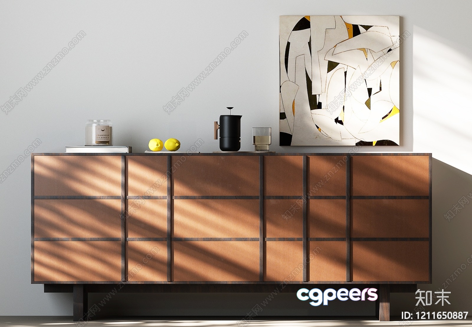 Modern Wooden Dresser 3D Model - 9112 - VRAY Render Modern Wooden Dresser 3D Model - 9112 - VRAY Render