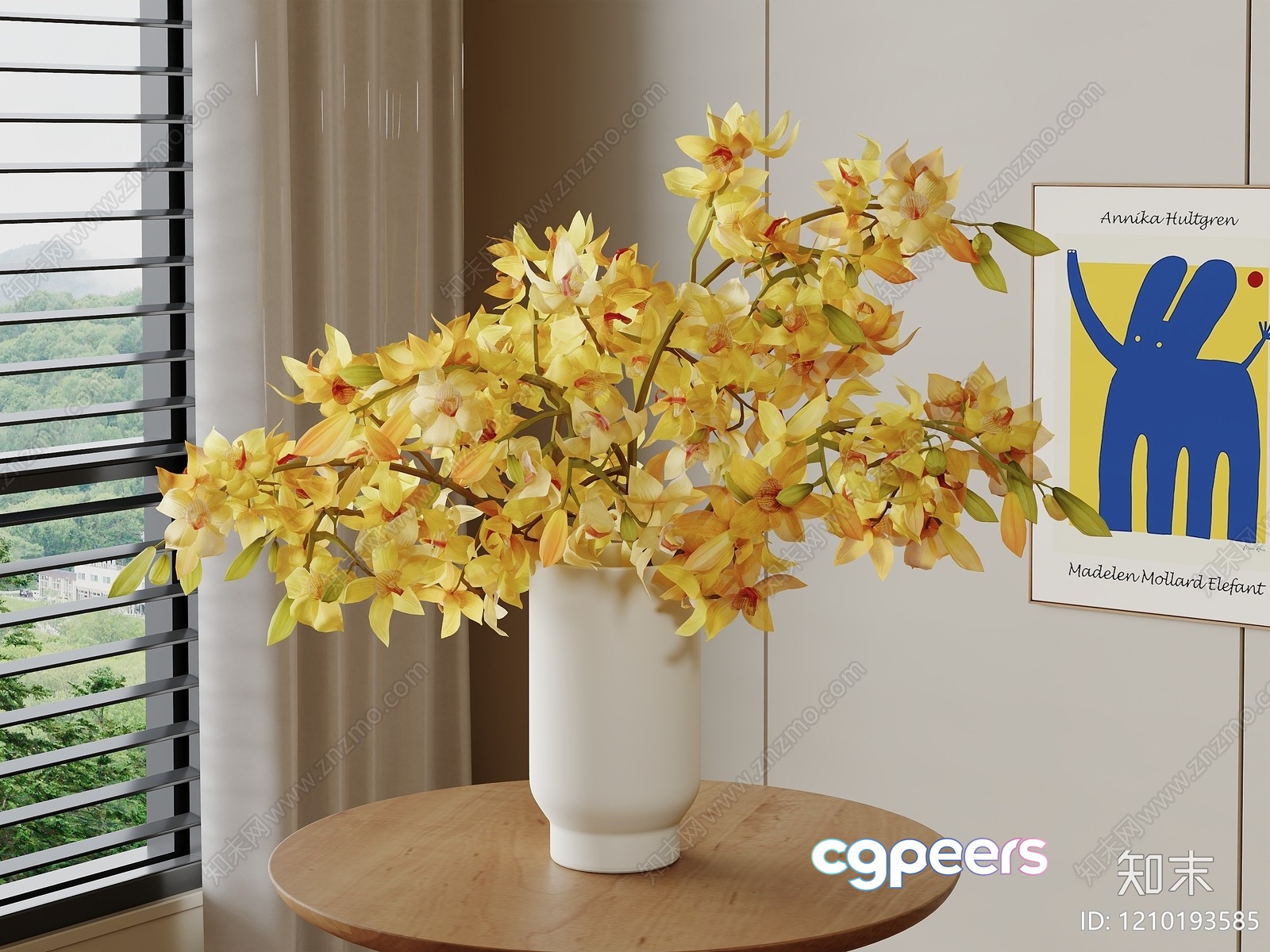 A Vase Of Yellow Flowers 3D Model - 19761 - VRAY Render A Vase Of Yellow Flowers 3D Model - 19761 - VRAY Render