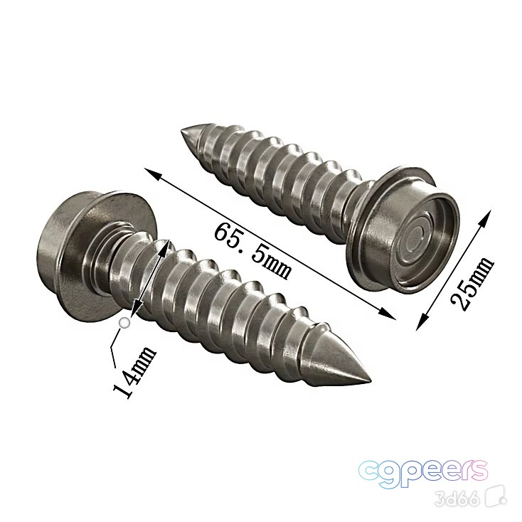 Screw With Measurements 3D Model - 19742 - VRAY Render