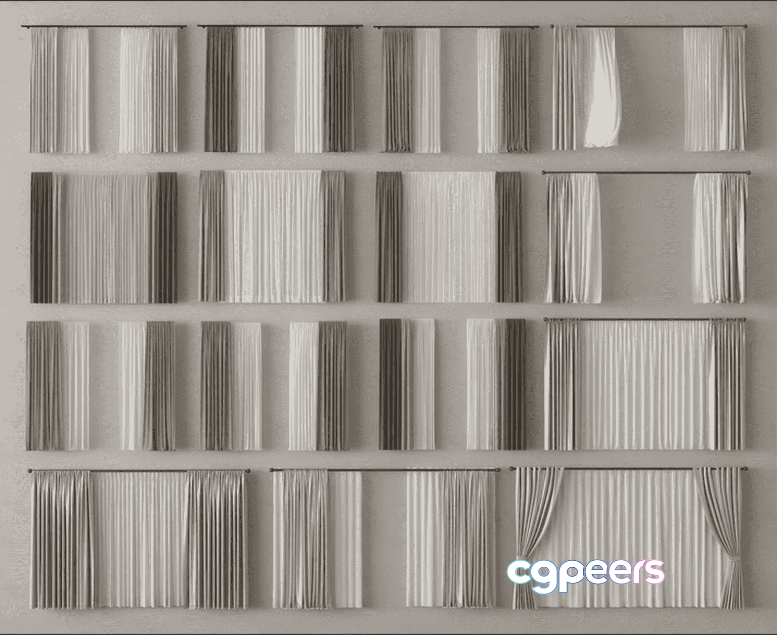 The Single Main Subject Is A Curtain Characterized By Its Pleated Style 3D Model - 14649 - VRAY Render The Single Main Subject Is A Curtain Characterized By Its Pleated Style 3D Model - 14649 - VRAY Render