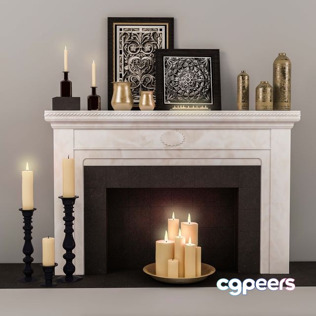 3ds Max Free - Decorative objects, fireplace 3ds Max Free - Decorative objects, fireplace