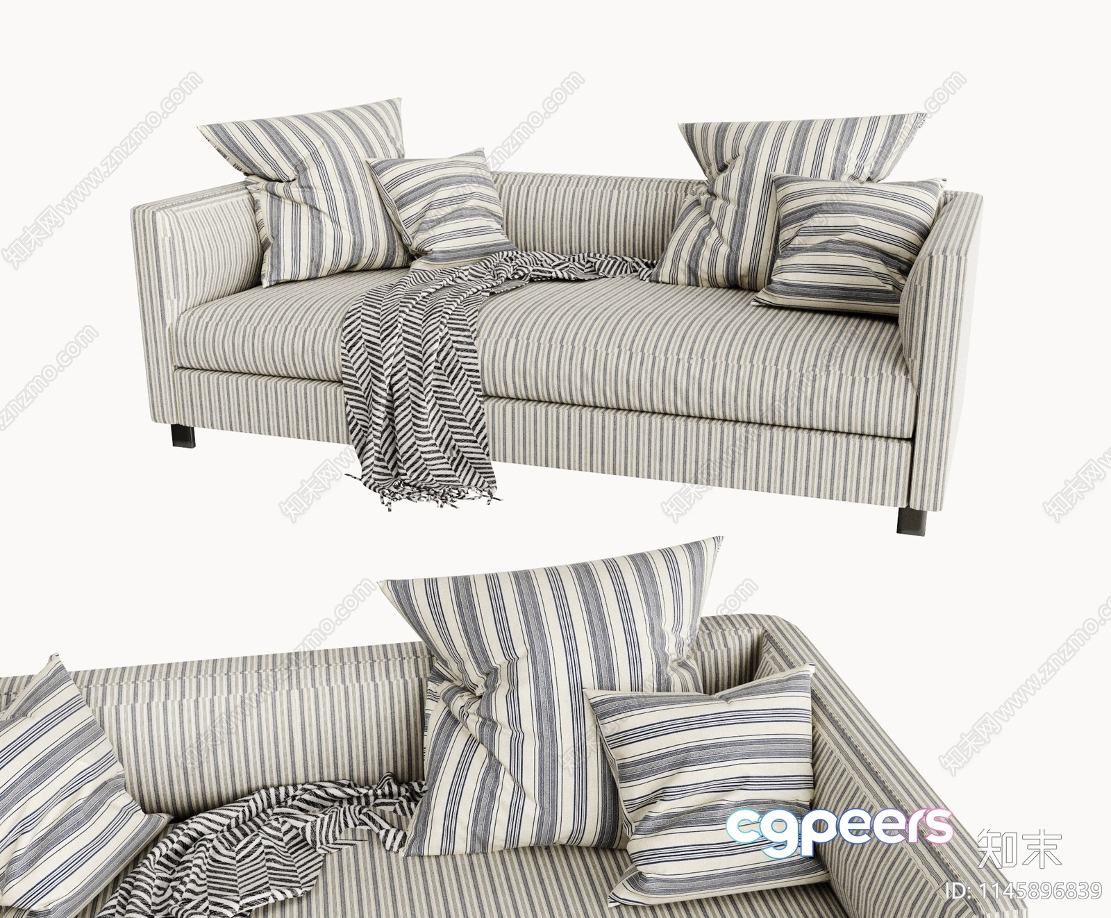 A Striped Couch 3D Model - 3337 - CORONA Render