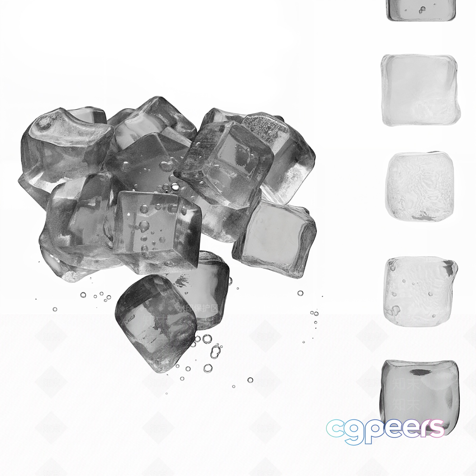 Ice Cubes 3D Model - 21462 - VRAY Render
