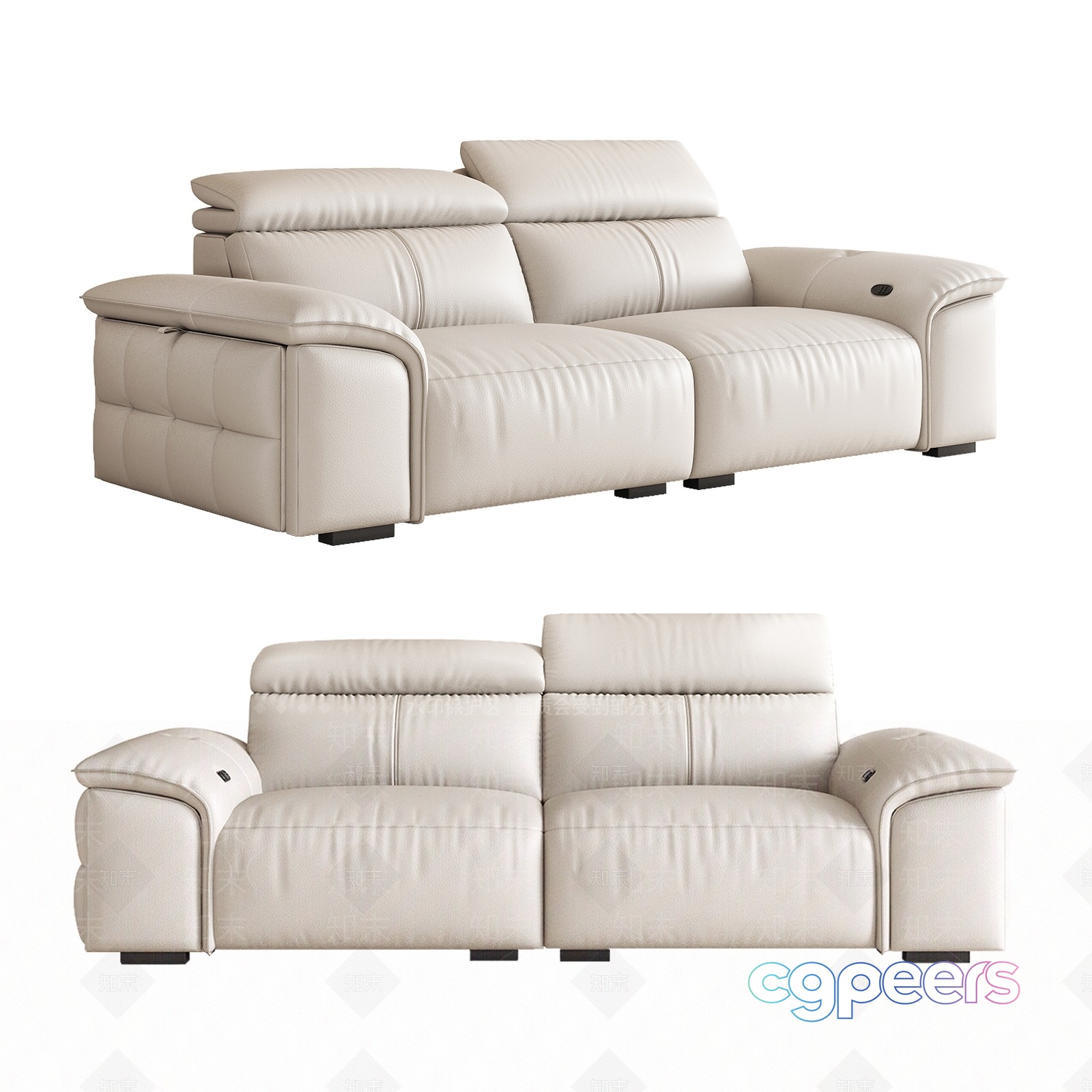 Modern Leather Sofa 3D Model - 1648 - VRAY Render Modern Leather Sofa 3D Model - 1648 - VRAY Render
