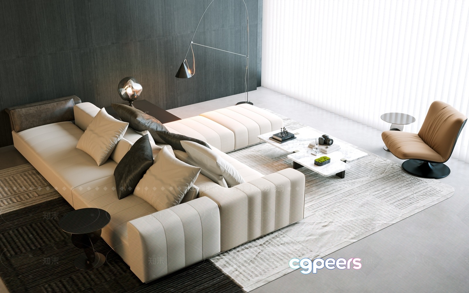 Modern Living Room 3D Model - 1995 - VRAY Render