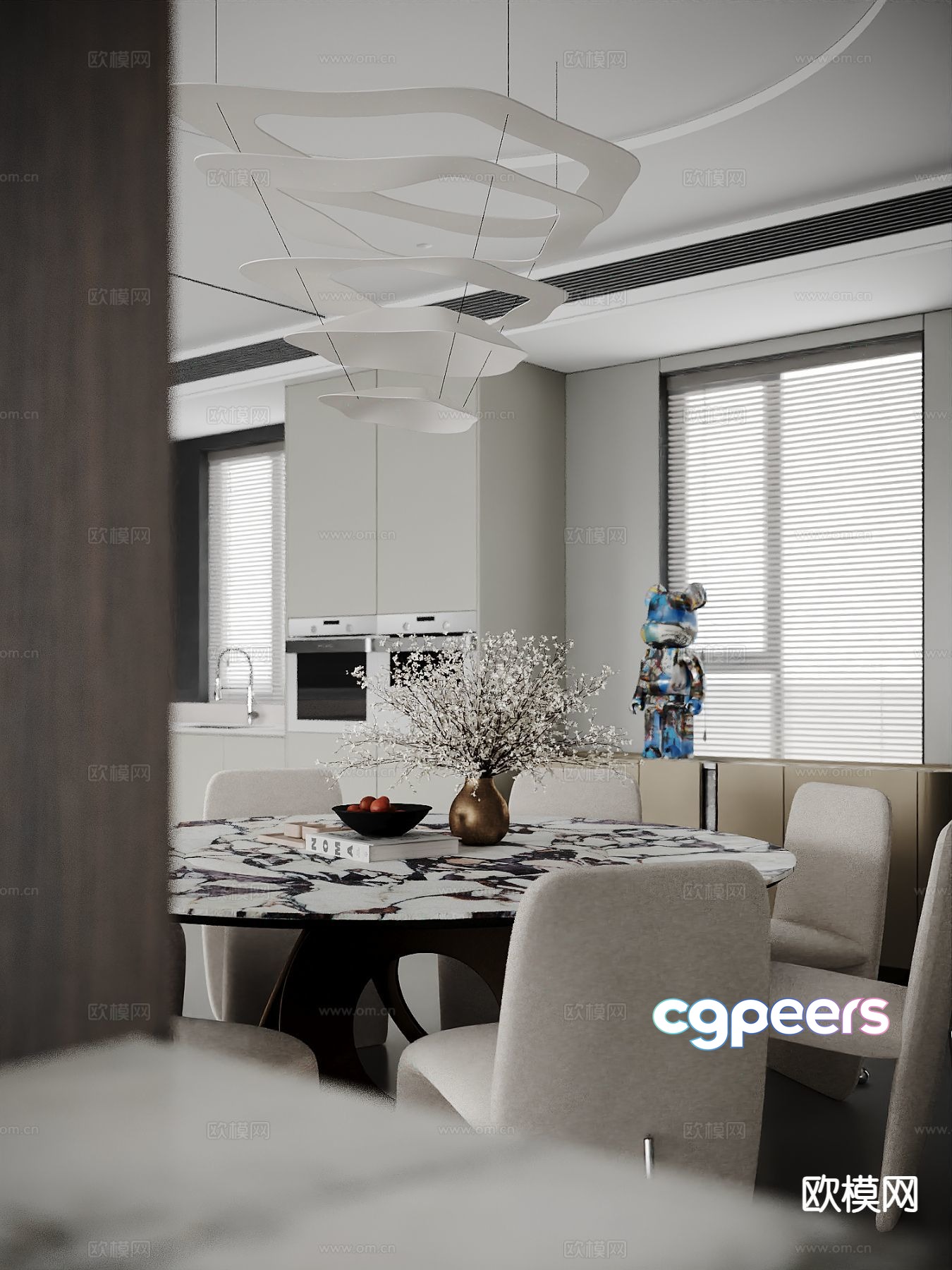 Modern Dining Room 3D Model - 2201 - VRAY Render