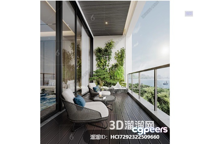 Modern Balcony 3D Model - 3670 - VRAY Render