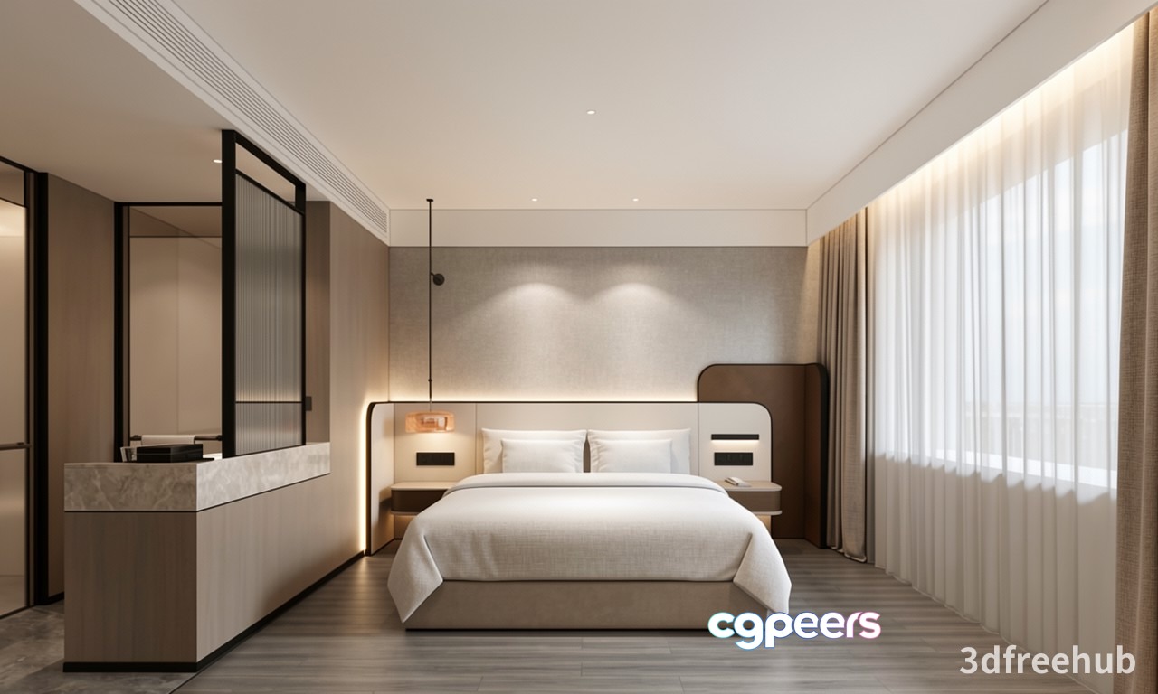 Modern Hotel Room 3D Model - 23522 - VRAY Render