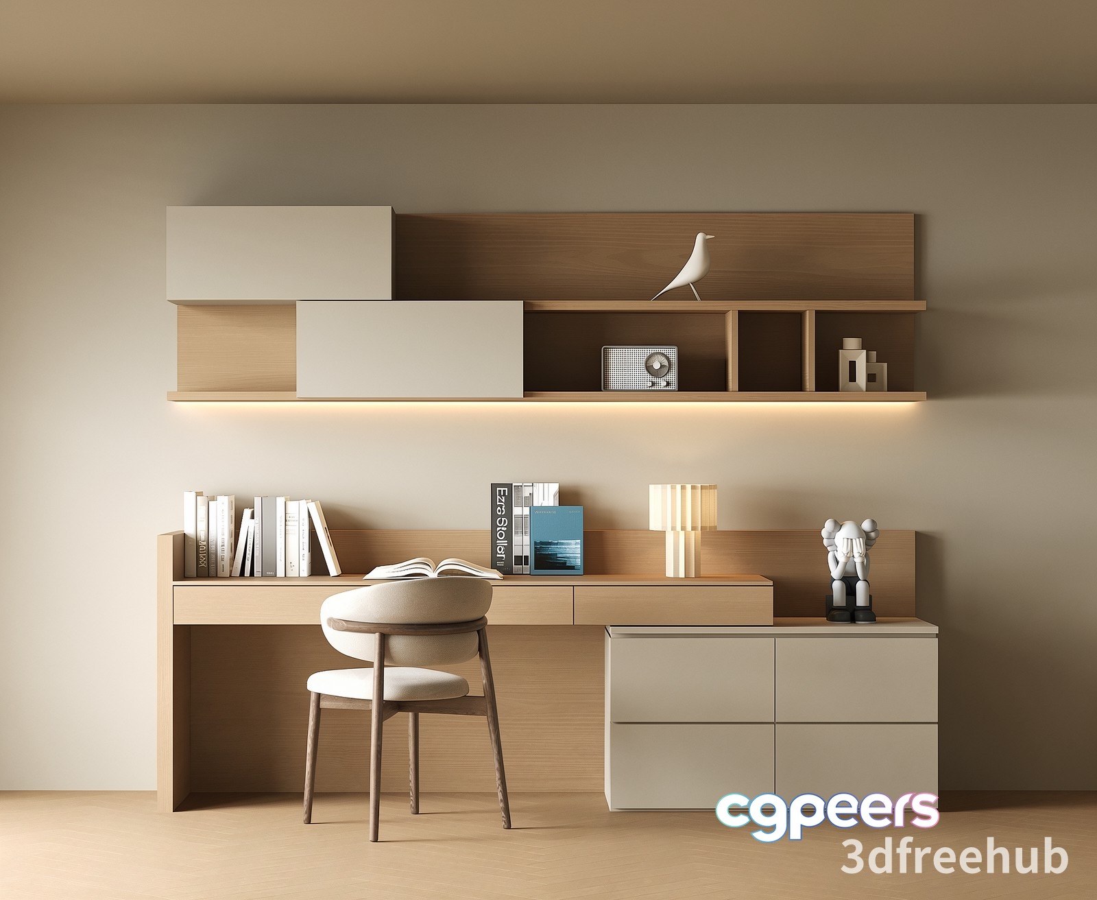 Modern Minimalist Study 3D Model - 19870 - VRAY Render