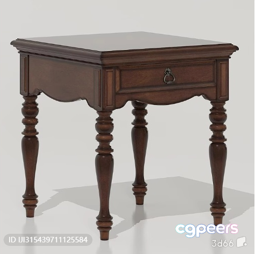 Wooden Side Table 3D Model - 316 - VRAY Render
