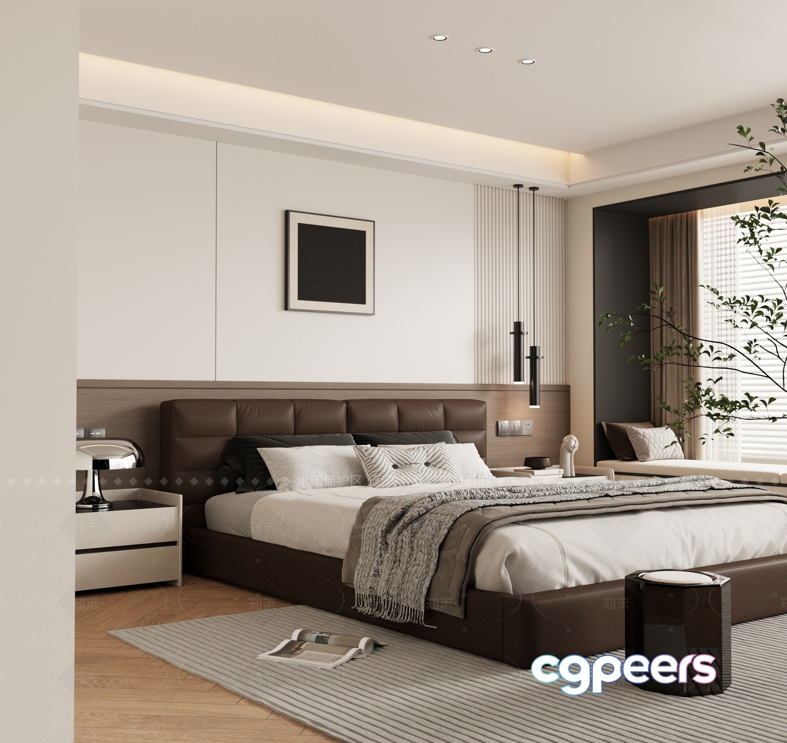 Cozy Modern Bedroom 3D Model - 3260 - VRAY Render Cozy Modern Bedroom 3D Model - 3260 - VRAY Render