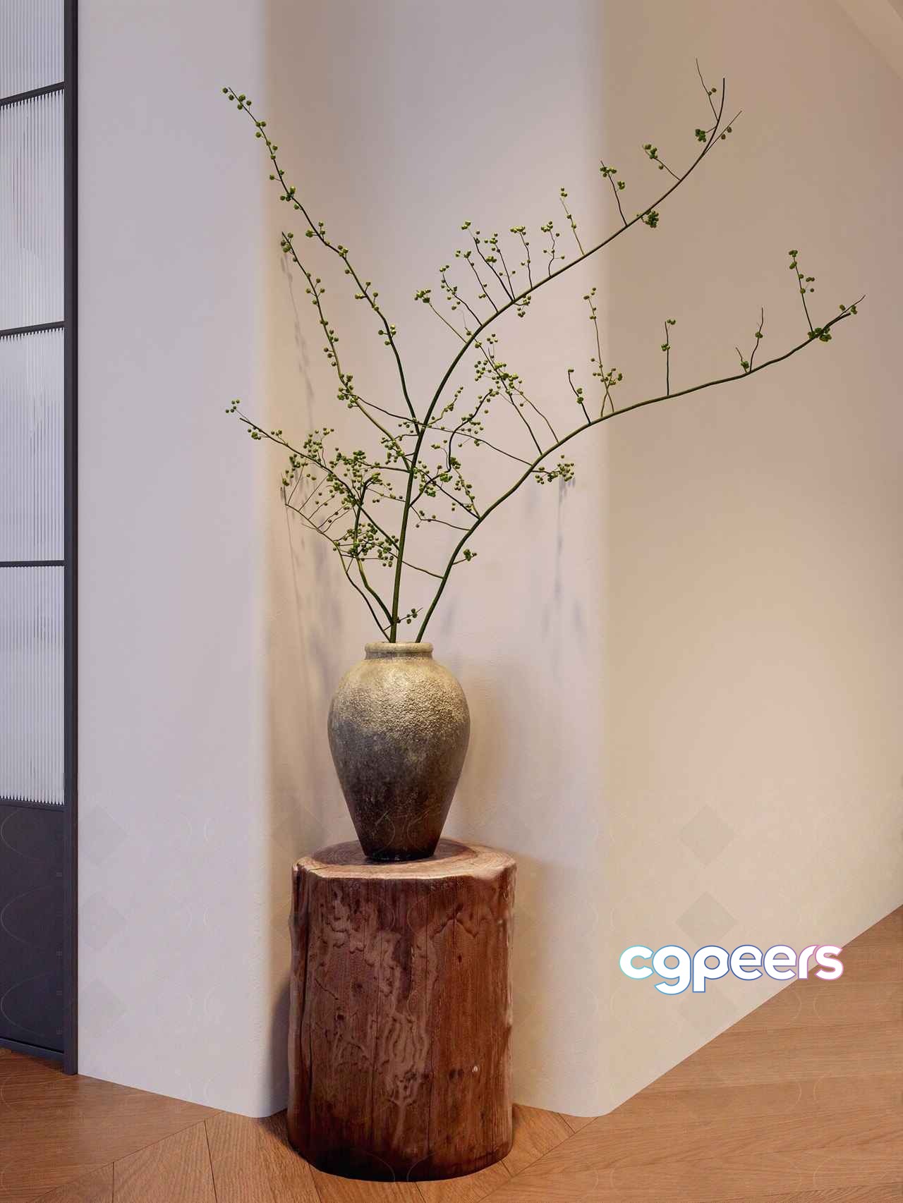 A Vase With A Branch 3D Model - 8657 - VRAY Render A Vase With A Branch 3D Model - 8657 - VRAY Render