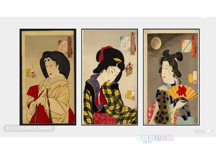 Three Japanese Women In Traditional Attire 3D Model - 3678 - VRAY Render Three Japanese Women In Traditional Attire 3D Model - 3678 - VRAY Render