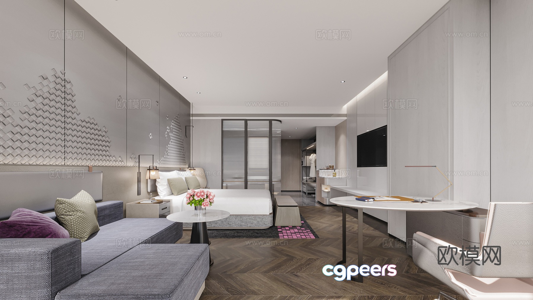 Modern Hotel Room 3D Model - 13810 - CORONA Render