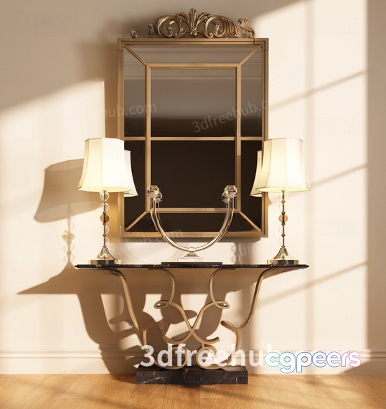 Gold Mirror And Table 3D Model - 19284 - VRAY Render Gold Mirror And Table 3D Model - 19284 - VRAY Render