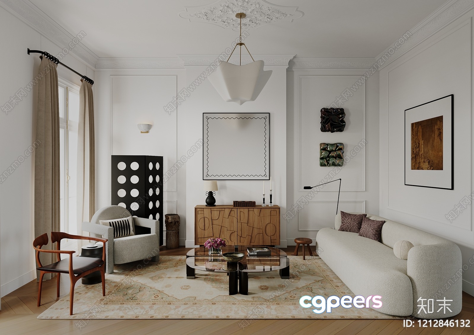 Modern Living Room 3D Model - 9533 - VRAY Render