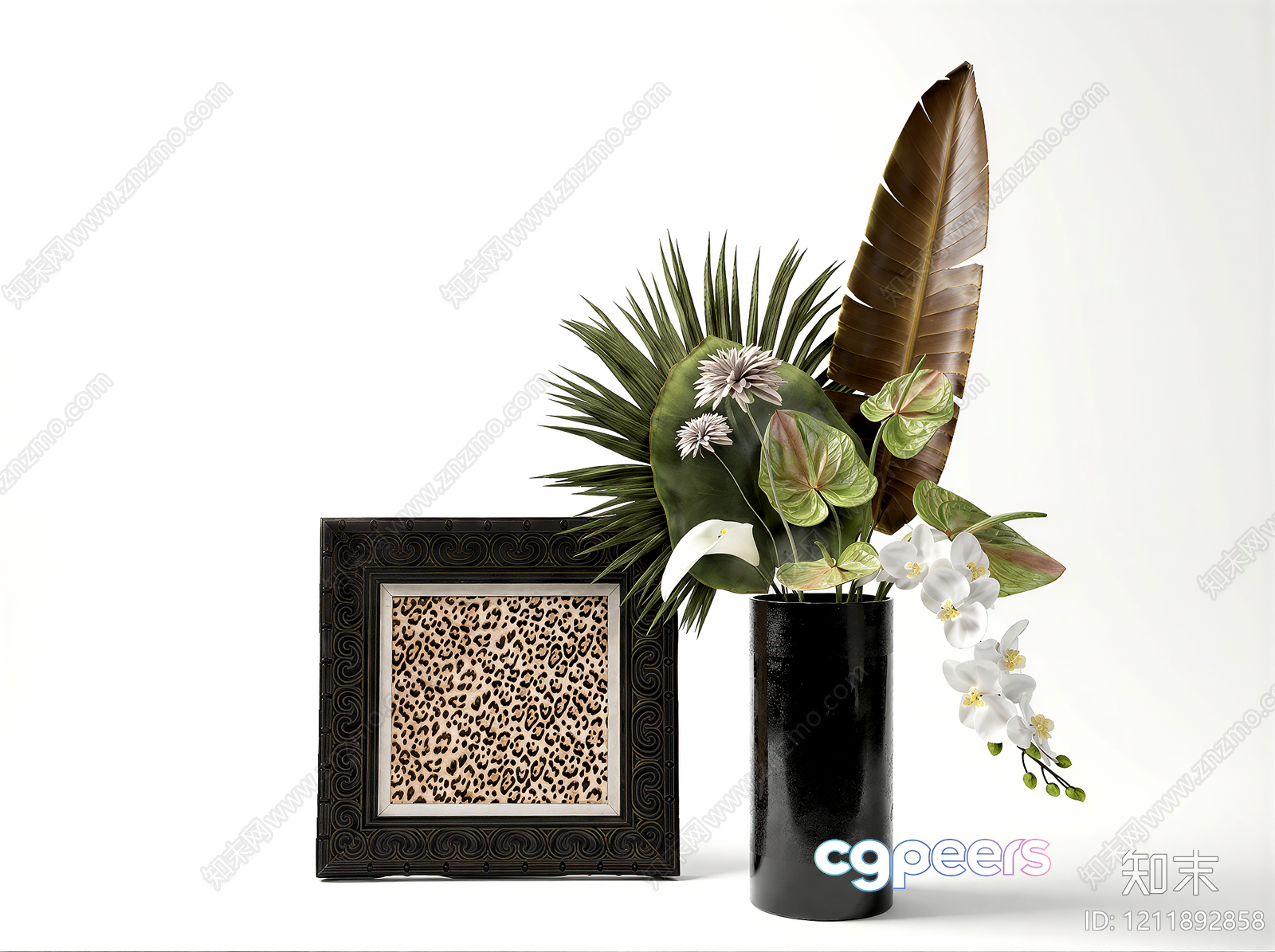 A Decorative Picture Frame With A Floral Arrangement 3D Model - 6705 - VRAY Render