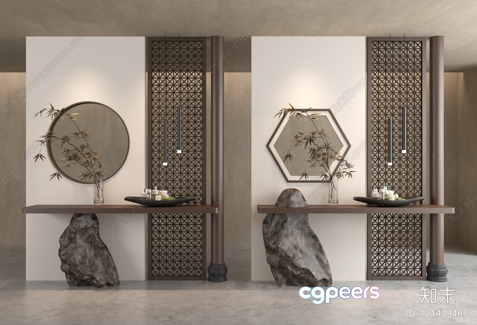 Modern Asian-Inspired Decor 3D Model - 11273 - VRAY Render