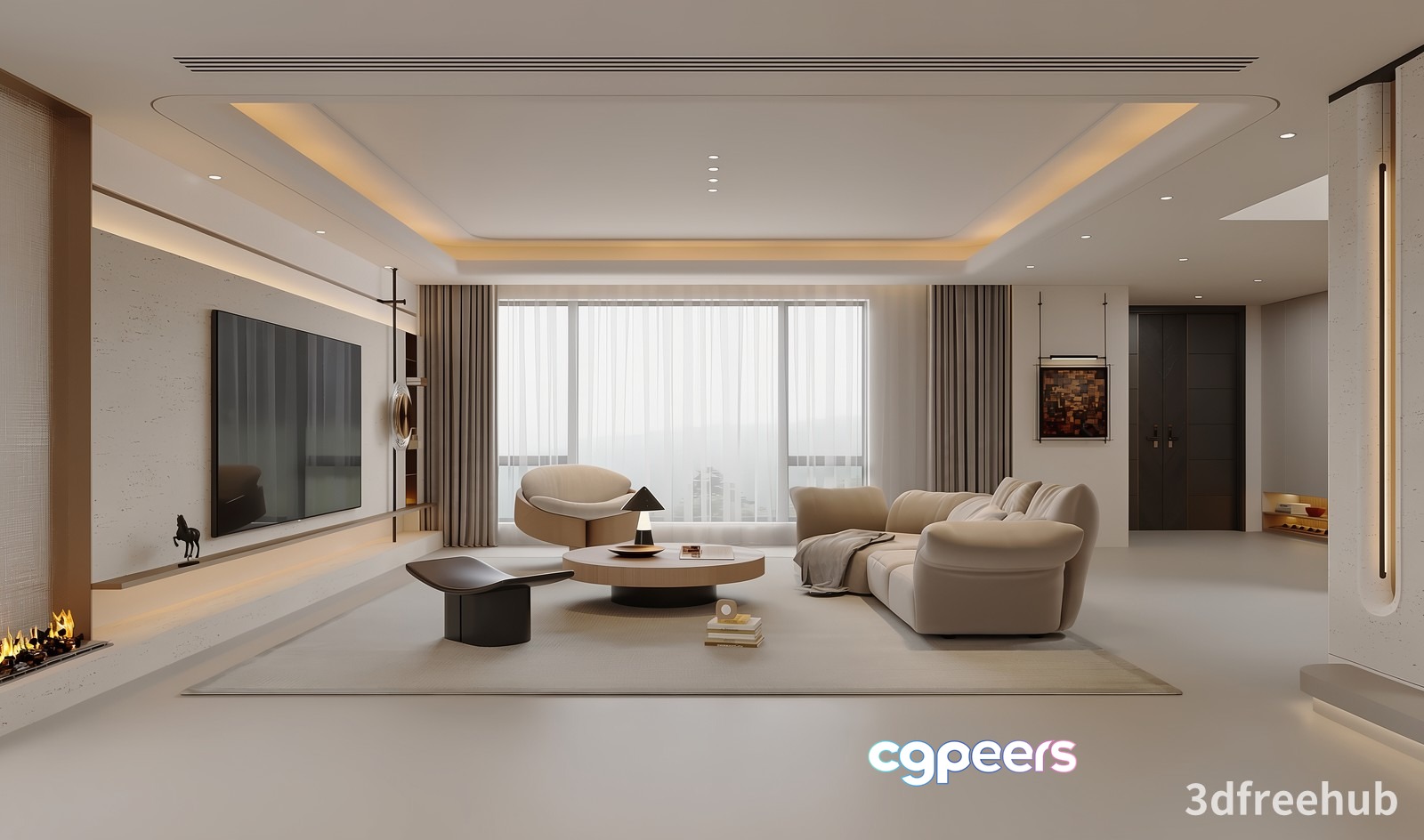 Modern Living Room 3D Model - 23604 - VRAY Render