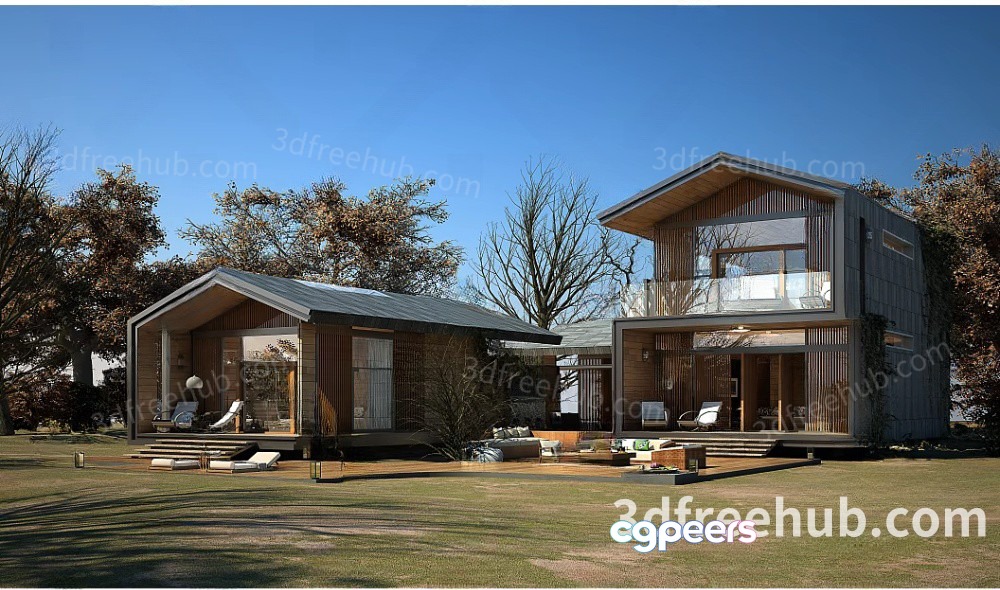Modern 3D Model Of A House 3D Model - 18708 - VRAY Render