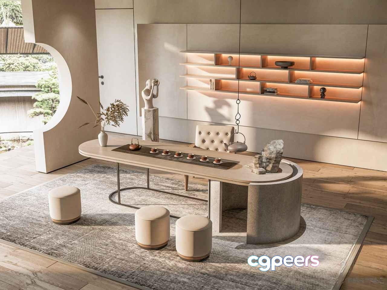 Modern Minimalist Office 3D Model - 2568 - VRAY Render