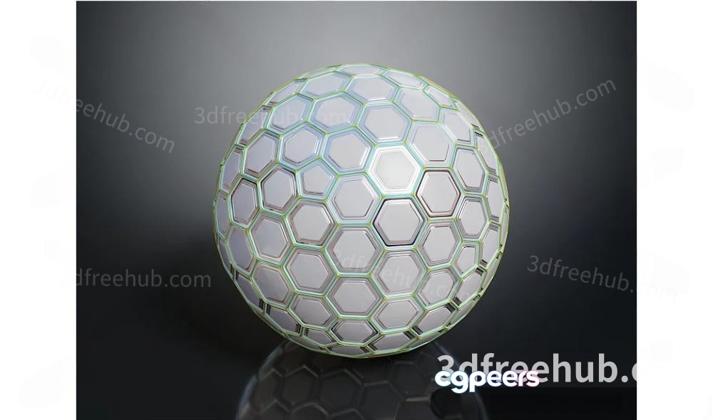 3D Sphere With Hexagonal Pattern 3D Model - 7357 - VRAY Render