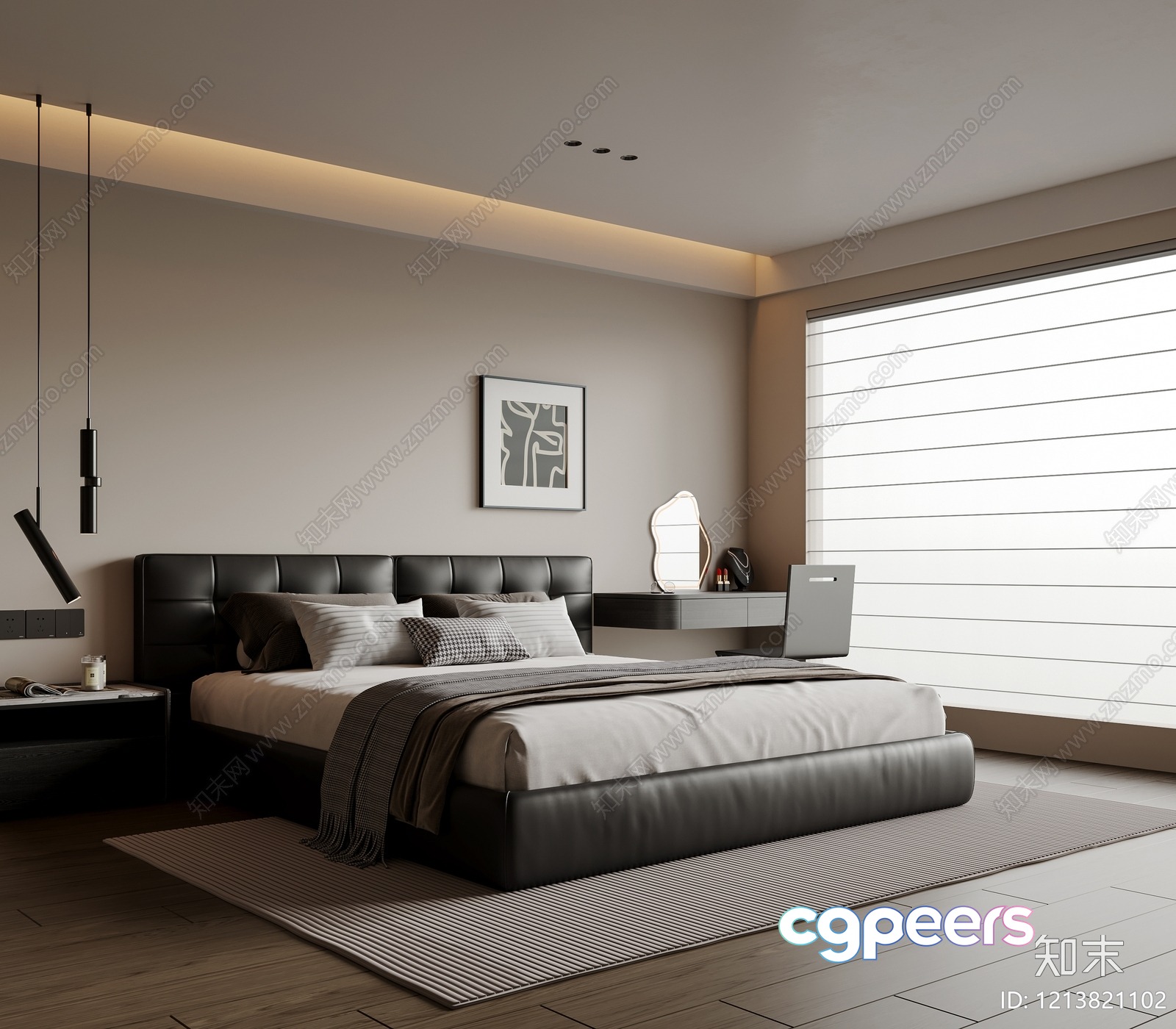 Modern Minimalist Bedroom 3D Model - 5949 - VRAY Render Modern Minimalist Bedroom 3D Model - 5949 - VRAY Render