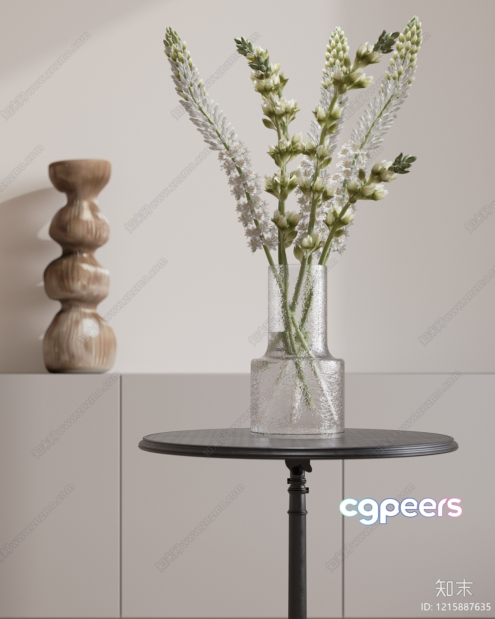 A Vase With Flowers On A Table 3D Model - 11716 - VRAY Render
