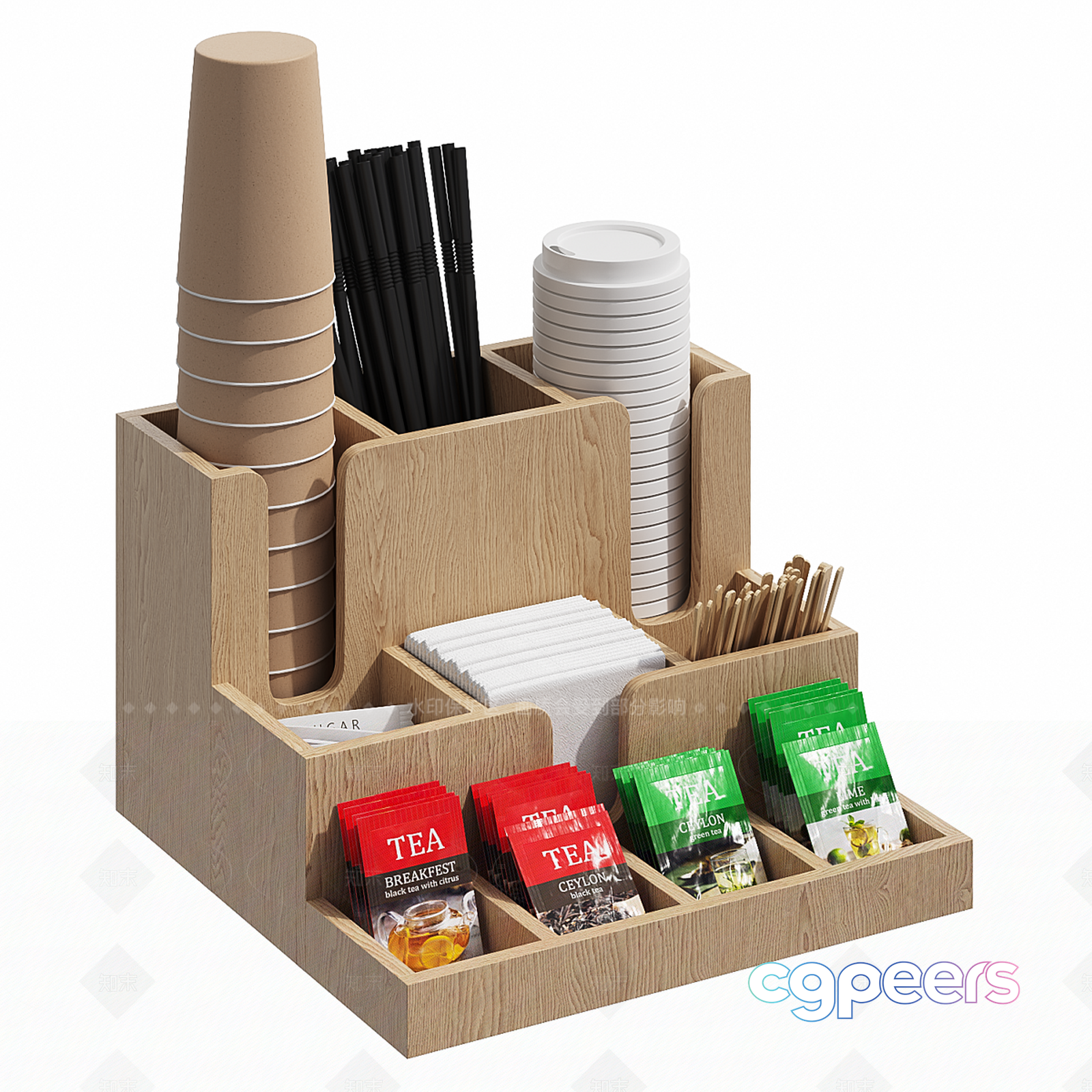 A Wooden Tea Organizer 3D Model - 457 - VRAY Render