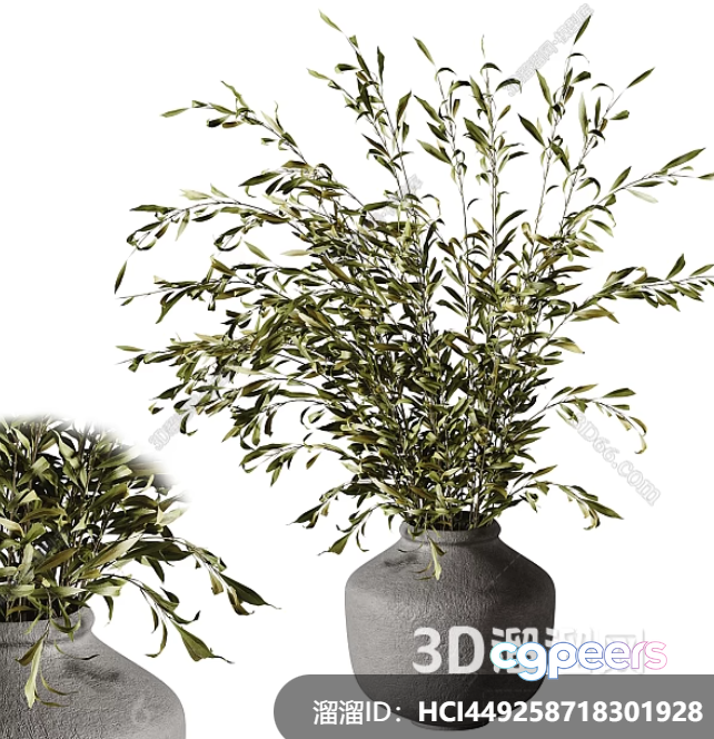 A 3D Rendering Of A Plant In A Vase 3D Model - 15467 - VRAY Render