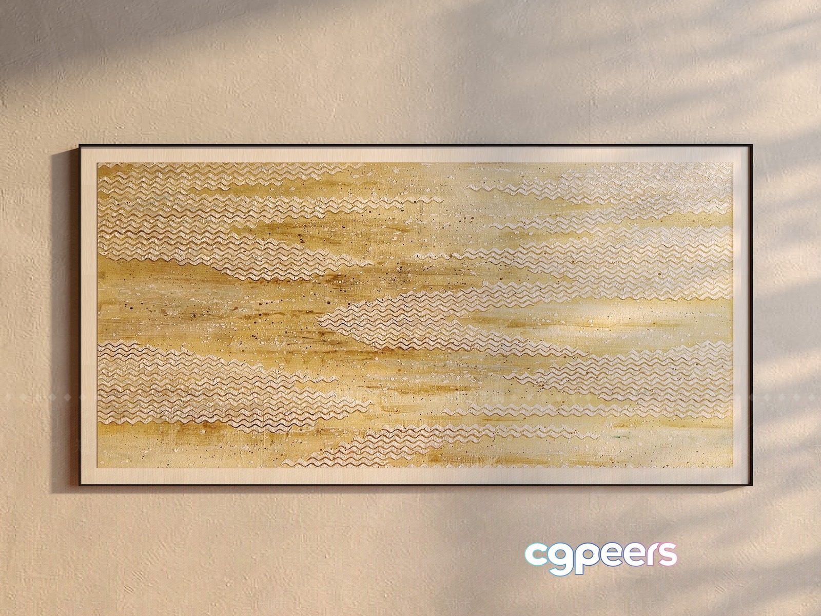 A Framed Art Piece With A Textured Background And Wavy Lines 3D Model - 8749 - VRAY Render