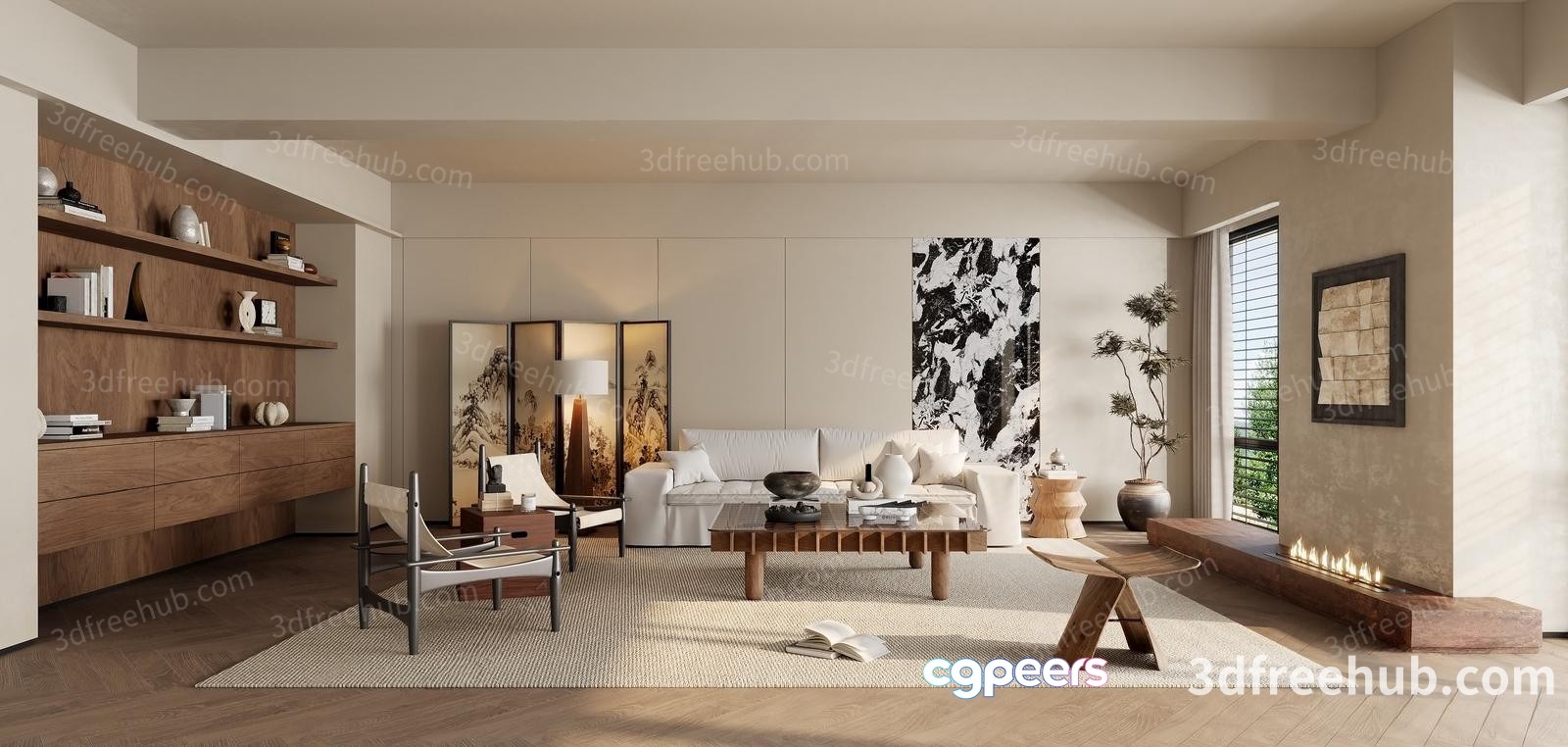 Modern Living Room 3D Model - 22282 - VRAY Render