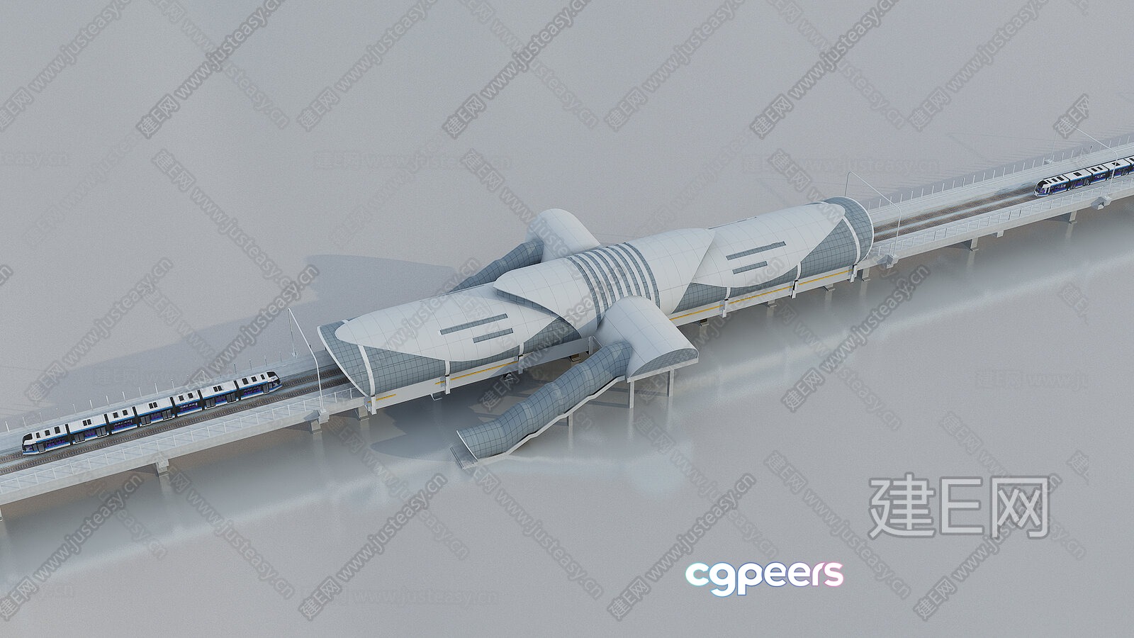 A Futuristic Train Station 3D Model - 14690 - VRAY Render
