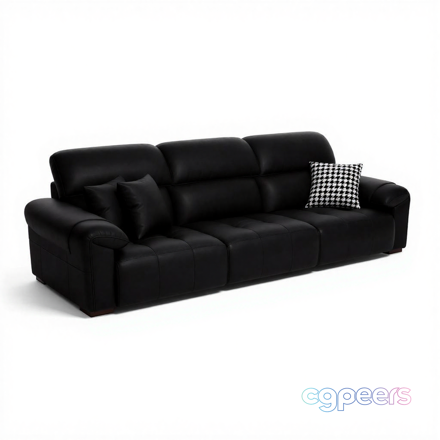 Black Leather Sofa 3D Model - 866 - VRAY Render Black Leather Sofa 3D Model - 866 - VRAY Render