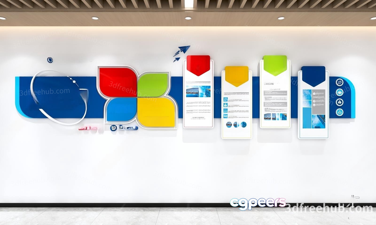 A Wall With Various Colorful Graphics And Text 3D Model - 21257 - VRAY Render A Wall With Various Colorful Graphics And Text 3D Model - 21257 - VRAY Render