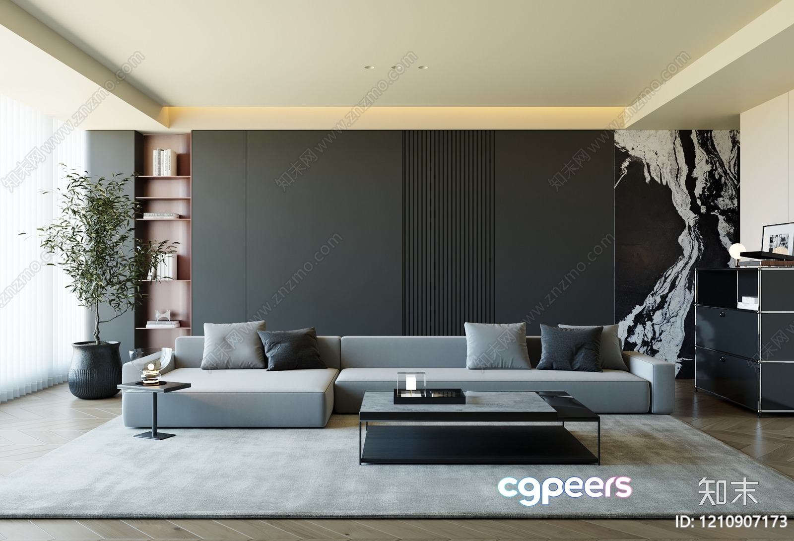 Modern Living Room 3D Model - 22098 - VRAY Render