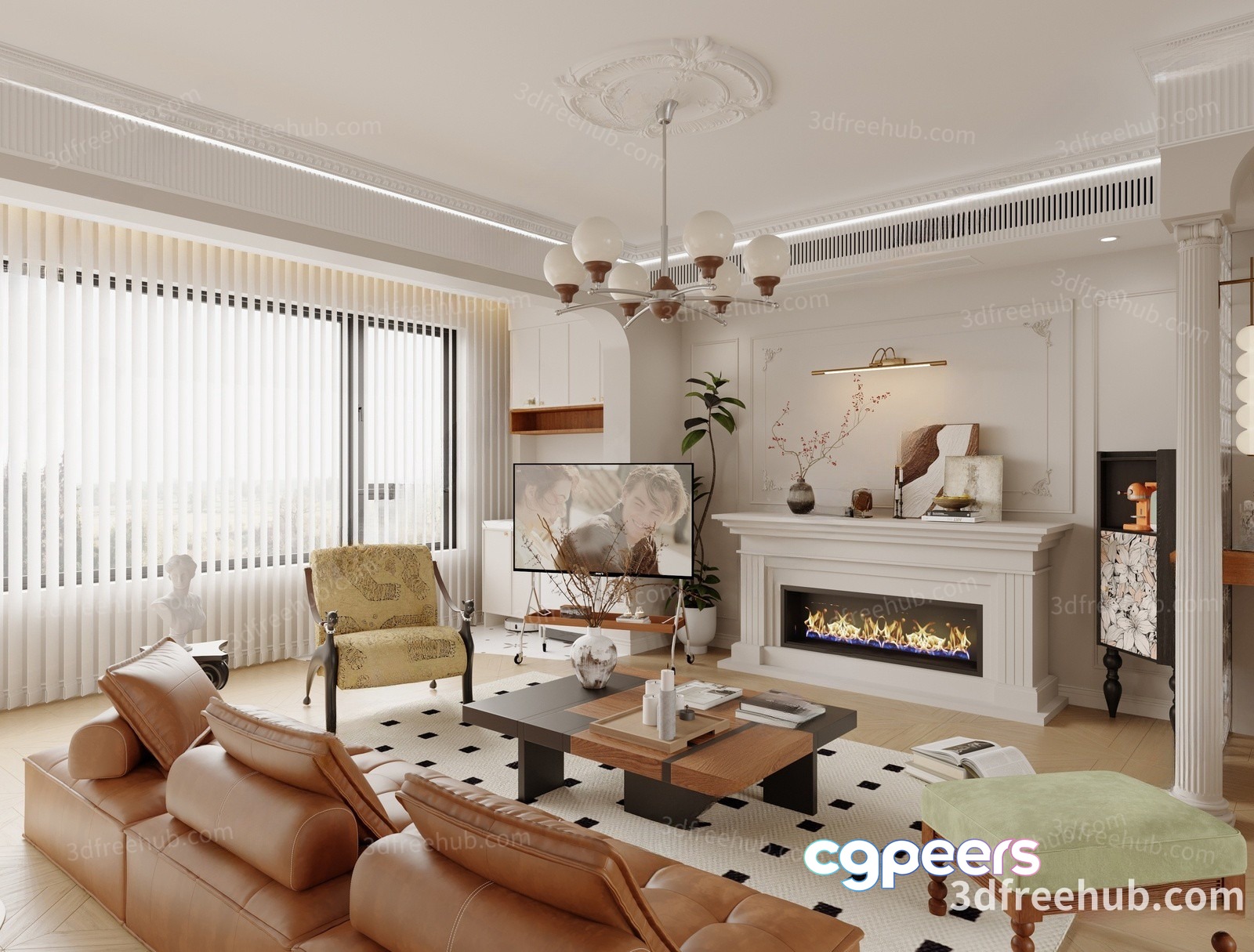 Modern Living Room 3D Model - 18674 - VRAY Render