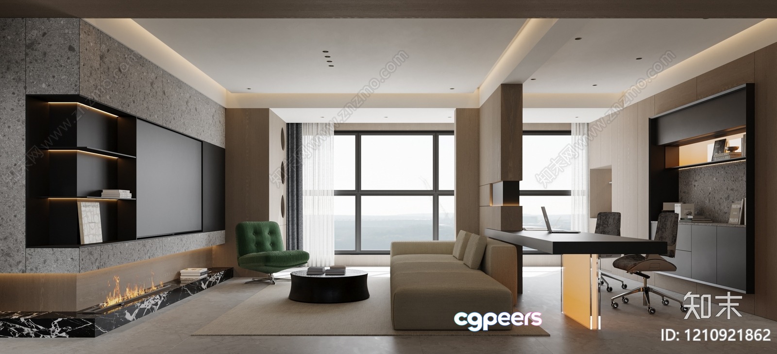 Modern Living Room 3D Model - 18416 - VRAY Render
