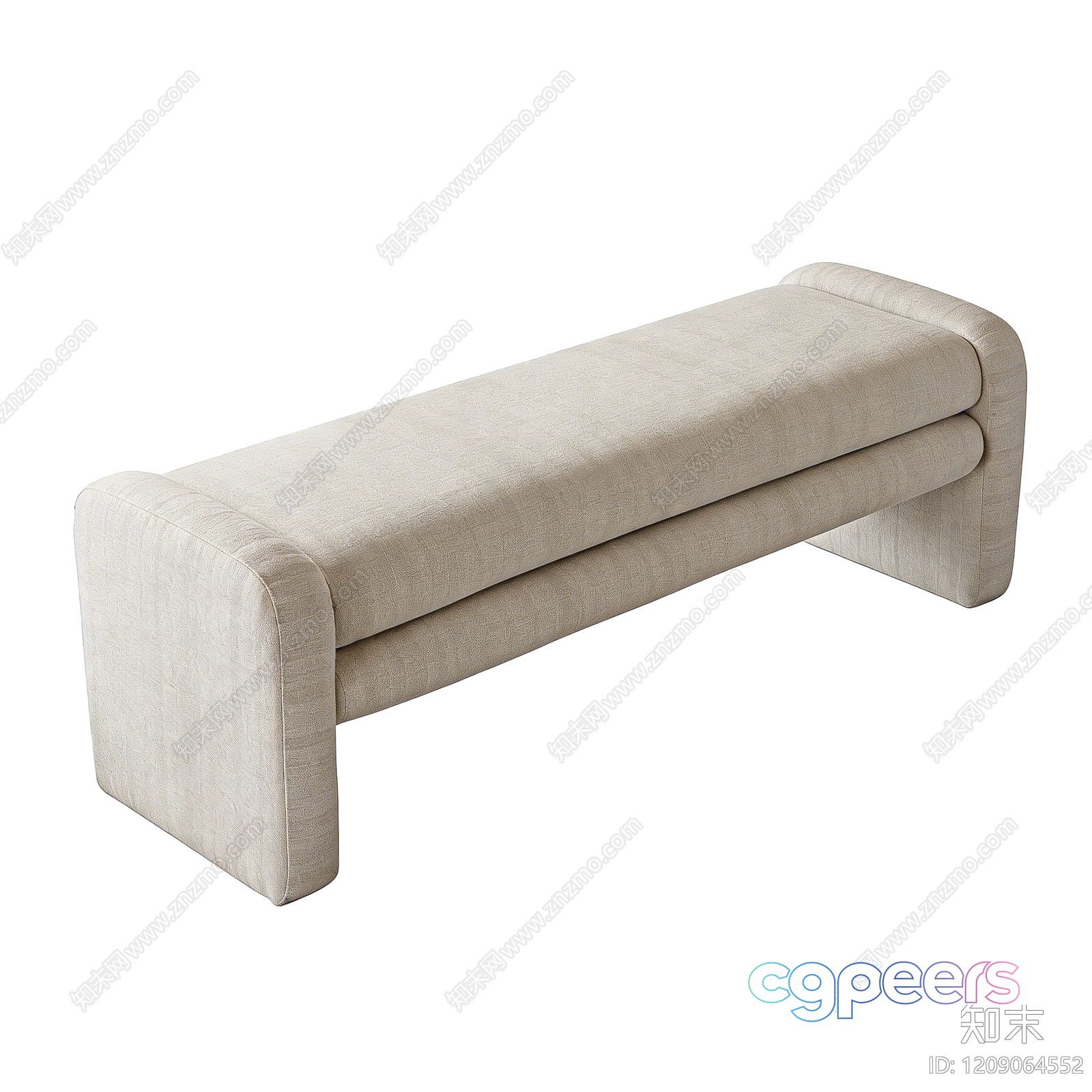 Cozy Beige Bench 3D Model - 16629 - VRAY Render Cozy Beige Bench 3D Model - 16629 - VRAY Render