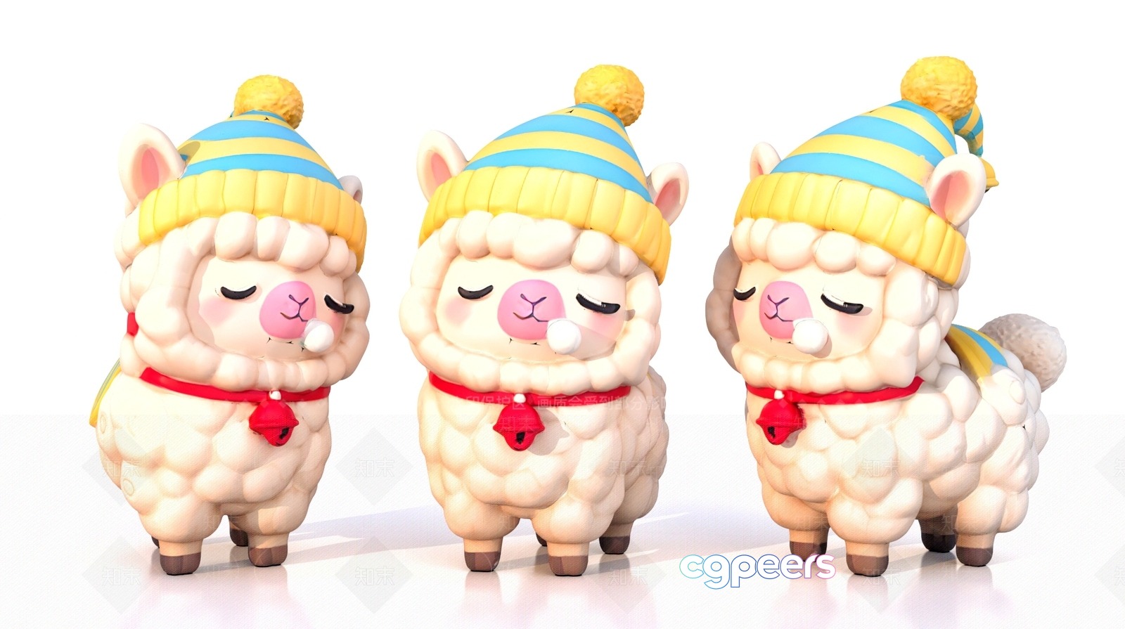 Three Alpacas 3D Model - 7335 - VRAY Render