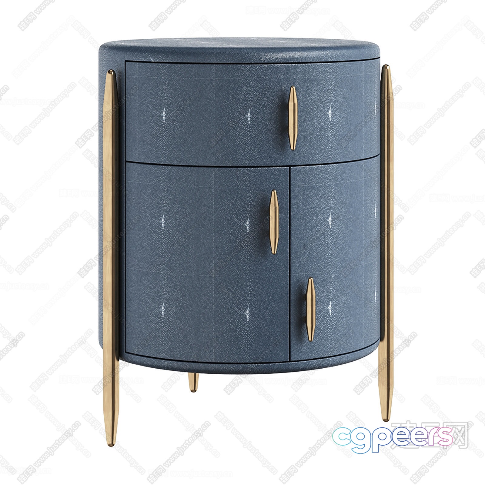 A Gray Cabinet With Gold Handles 3D Model - 1415 - CORONA Render